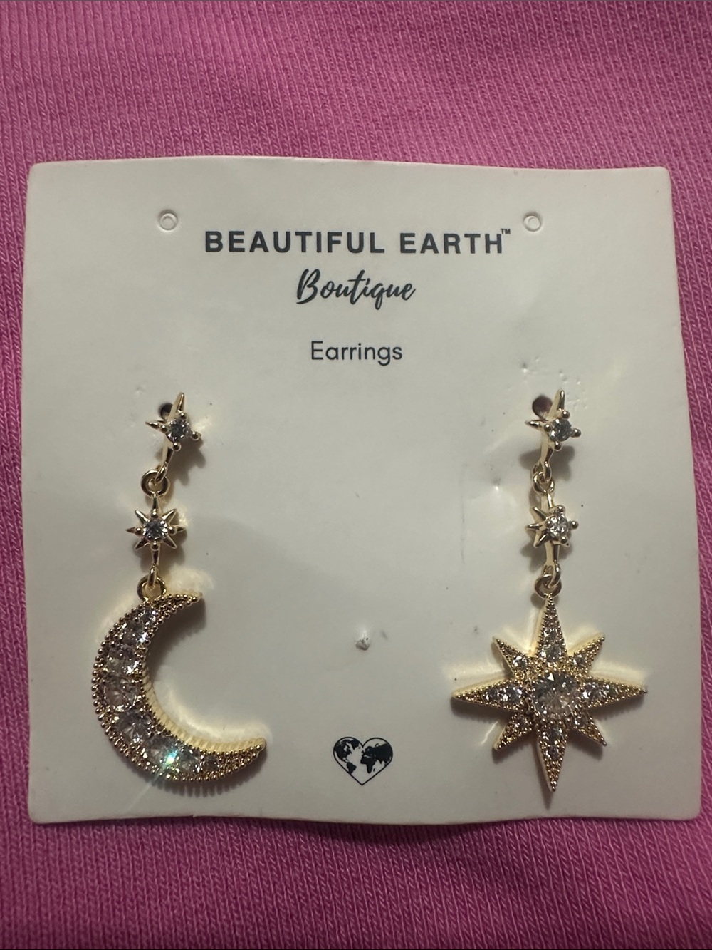 Gold Moon & Star Drop Earrings